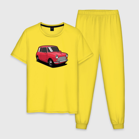 Мужская пижама хлопок с принтом Маленькая красная машина в Белгороде, 100% хлопок | брюки и футболка прямого кроя, без карманов, на брюках мягкая резинка на поясе и по низу штанин
 | авто | автомобиль | женский авто | компактный авто | красная машина | машина