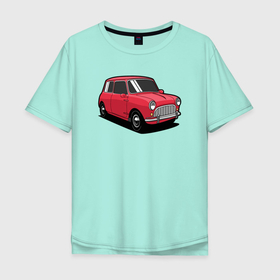 Мужская футболка хлопок Oversize с принтом Маленькая красная машина в Белгороде, 100% хлопок | свободный крой, круглый ворот, “спинка” длиннее передней части | авто | автомобиль | женский авто | компактный авто | красная машина | машина