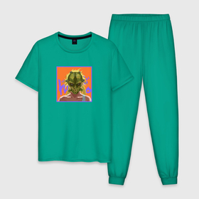 Мужская пижама хлопок с принтом Никайдо art в Тюмени, 100% хлопок | брюки и футболка прямого кроя, без карманов, на брюках мягкая резинка на поясе и по низу штанин
 | anime | dorohedoro | nikaido | аниме | анимэ | дорохэдоро | никайдо