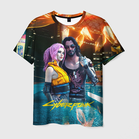 Мужская футболка 3D с принтом Cyberpunk2077 Johnny Vi girl в Кировске, 100% полиэфир | прямой крой, круглый вырез горловины, длина до линии бедер | 