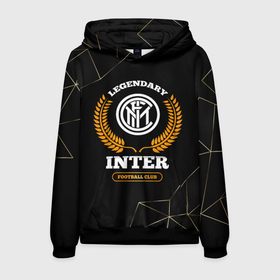 Мужская толстовка 3D с принтом Лого Inter и надпись Legendary Football Club на темном фоне в Новосибирске, 100% полиэстер | двухслойный капюшон со шнурком для регулировки, мягкие манжеты на рукавах и по низу толстовки, спереди карман-кенгуру с мягким внутренним слоем. | club | football | inter | logo | звезды | интер | клуб | космос | лого | мяч | символ | спорт | футбол | футболист | футболисты | футбольный