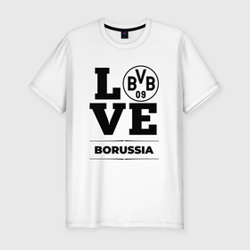 Мужская футболка хлопок Slim с принтом Borussia Love Классика в Санкт-Петербурге, 92% хлопок, 8% лайкра | приталенный силуэт, круглый вырез ворота, длина до линии бедра, короткий рукав | Тематика изображения на принте: borussia | club | football | logo | love | боруссия | клуб | лого | мяч | символ | спорт | футбол | футболист | футболисты | футбольный