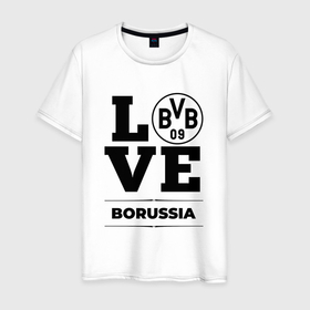 Мужская футболка хлопок с принтом Borussia Love Классика в Санкт-Петербурге, 100% хлопок | прямой крой, круглый вырез горловины, длина до линии бедер, слегка спущенное плечо. | Тематика изображения на принте: borussia | club | football | logo | love | боруссия | клуб | лого | мяч | символ | спорт | футбол | футболист | футболисты | футбольный