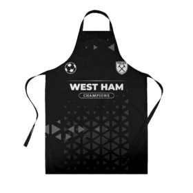 Фартук 3D с принтом West Ham Champions Uniform в Курске, 100% полиэстер | общий размер — 65 х 85 см, ширина нагрудника — 26 см, горловина — 53 см, длина завязок — 54 см, общий обхват в поясе — 173 см. Принт на завязках и на горловине наносится с двух сторон, на основной части фартука — только с внешней стороны | club | football | ham | logo | west | west ham | вест | клуб | лого | молния | мяч | символ | спорт | форма | футбол | футболист | футболисты | футбольный | хэм