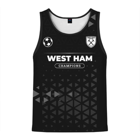 Мужская майка 3D с принтом West Ham Champions Uniform в Санкт-Петербурге, 100% полиэстер | круглая горловина, приталенный силуэт, длина до линии бедра. Пройма и горловина окантованы тонкой бейкой | Тематика изображения на принте: club | football | ham | logo | west | west ham | вест | клуб | лого | молния | мяч | символ | спорт | форма | футбол | футболист | футболисты | футбольный | хэм