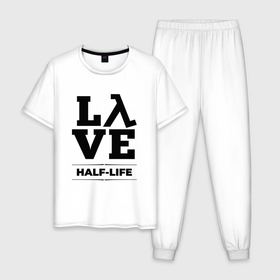 Мужская пижама хлопок с принтом Half Life Love Classic в Петрозаводске, 100% хлопок | брюки и футболка прямого кроя, без карманов, на брюках мягкая резинка на поясе и по низу штанин
 | Тематика изображения на принте: half | half life | halflife | life | logo | love | игра | игры | лайф | лого | логотип | символ | халф