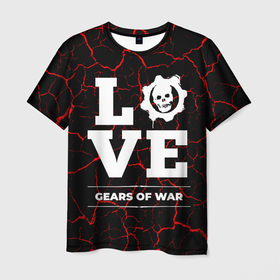 Мужская футболка 3D с принтом Gears of War Love Классика в Курске, 100% полиэфир | прямой крой, круглый вырез горловины, длина до линии бедер | gears | gears of war | logo | love | war | вар | гирс | игра | игры | лого | логотип | мрамор | символ | трещины