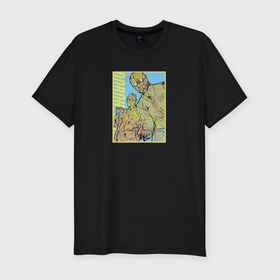 Мужская футболка хлопок Slim с принтом Ной и Шин арт в Тюмени, 92% хлопок, 8% лайкра | приталенный силуэт, круглый вырез ворота, длина до линии бедра, короткий рукав | anime | dorohedoro | noi | shin | аниме | анимэ | дорохэдоро | ной | шин
