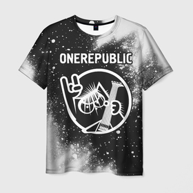 Мужская футболка 3D с принтом OneRepublic   КОТ   Краска в Тюмени, 100% полиэфир | прямой крой, круглый вырез горловины, длина до линии бедер | band | metal | onerepublic | rock | ван | группа | кот | краска | краски | репаблик | рок