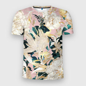 Мужская футболка 3D Slim с принтом Цветы Королевский Цветочный Узор в Белгороде, 100% полиэстер с улучшенными характеристиками | приталенный силуэт, круглая горловина, широкие плечи, сужается к линии бедра | flowers | букет | природа | растение | флора | цветы