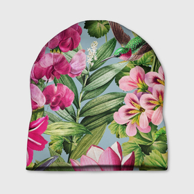 Шапка 3D с принтом Цветы Эдема , 100% полиэстер | универсальный размер, печать по всей поверхности изделия | flowers | букет | природа | растение | флора | цветы
