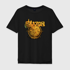 Мужская футболка хлопок Oversize с принтом Saxon metal , 100% хлопок | свободный крой, круглый ворот, “спинка” длиннее передней части | heavymetal | megadeth | metal | metal band | metallica | rock | saxon