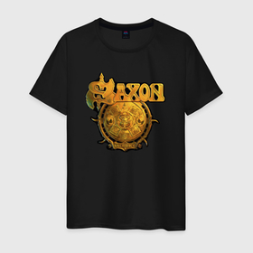 Мужская футболка хлопок с принтом Saxon metal , 100% хлопок | прямой крой, круглый вырез горловины, длина до линии бедер, слегка спущенное плечо. | heavymetal | megadeth | metal | metal band | metallica | rock | saxon
