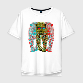 Мужская футболка хлопок Oversize с принтом Леопард 3D в Екатеринбурге, 100% хлопок | свободный крой, круглый ворот, “спинка” длиннее передней части | leopard | panthera | panthera pardus | барс | гепард | животное | зверь | кошачие | кошачий | крупная кошка | лео | леопард | леопарды | пантера | пятнистый | хищник | ягуар
