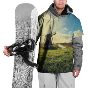 Накидка на куртку 3D с принтом Мельница в поле в Санкт-Петербурге, 100% полиэстер |  | деревня | мельница | небо | облака | поле | природа | солнце | ферма