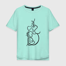 Мужская футболка хлопок Oversize с принтом Семья, родители, дети в Тюмени, 100% хлопок | свободный крой, круглый ворот, “спинка” длиннее передней части | дети | жена | мама | муж | папа | родители | семья