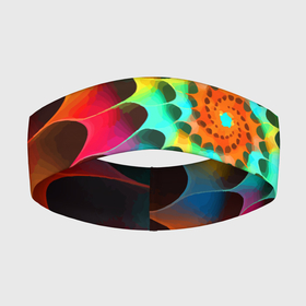 Повязка на голову 3D с принтом Красочная неоновая спираль  Colorful neon spiral в Новосибирске,  |  | color | geometry | neon | spiral | геометрия | неон | спираль | цвет