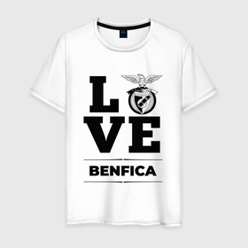 Мужская футболка хлопок с принтом Benfica Love Классика в Кировске, 100% хлопок | прямой крой, круглый вырез горловины, длина до линии бедер, слегка спущенное плечо. | benfica | club | football | logo | love | бенфика | клуб | лого | мяч | символ | спорт | футбол | футболист | футболисты | футбольный