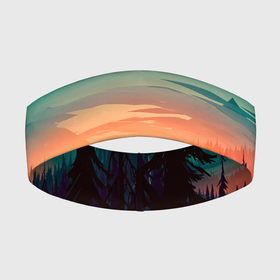 Повязка на голову 3D с принтом Лес на закате (природа) в Курске,  |  | вечер | горы | закат | лес | ночь | река | сумерки