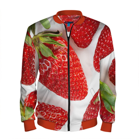 Мужской бомбер 3D с принтом strawberries в Белгороде, 100% полиэстер | застегивается на молнию, по бокам два кармана без застежек, по низу бомбера и на воротнике - эластичная резинка | Тематика изображения на принте: strawberries | еда | клубника | красный | лето | ростислав удача | сад | ягоды