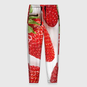 Мужские брюки 3D с принтом strawberries , 100% полиэстер | манжеты по низу, эластичный пояс регулируется шнурком, по бокам два кармана без застежек, внутренняя часть кармана из мелкой сетки | Тематика изображения на принте: strawberries | еда | клубника | красный | лето | ростислав удача | сад | ягоды