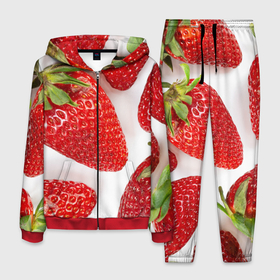 Мужской костюм 3D с принтом strawberries в Екатеринбурге, 100% полиэстер | Манжеты и пояс оформлены тканевой резинкой, двухслойный капюшон со шнурком для регулировки, карманы спереди | strawberries | еда | клубника | красный | лето | ростислав удача | сад | ягоды