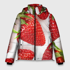 Мужская зимняя куртка 3D с принтом strawberries в Тюмени, верх — 100% полиэстер; подкладка — 100% полиэстер; утеплитель — 100% полиэстер | длина ниже бедра, свободный силуэт Оверсайз. Есть воротник-стойка, отстегивающийся капюшон и ветрозащитная планка. 

Боковые карманы с листочкой на кнопках и внутренний карман на молнии. | strawberries | еда | клубника | красный | лето | ростислав удача | сад | ягоды