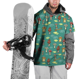 Накидка на куртку 3D с принтом Грибные человечки. в Новосибирске, 100% полиэстер |  | грибник | грибной | грибочек | грибочки | грибы | детские рисунки | детский рисунок | для детей | забавные человечки | зеленый | изумрудный | мультфильм | прикольные человечки | человечки