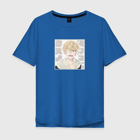 Мужская футболка хлопок Oversize с принтом Кричащий Чифую в Курске, 100% хлопок | свободный крой, круглый ворот, “спинка” длиннее передней части | anime | chifuyu matsuno | tokyo revengers | аниме | анимэ | тифую мацуно | токийские мстители | чифую мацуно