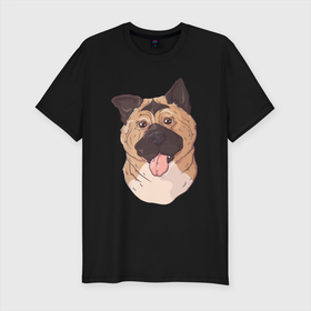 Мужская футболка хлопок Slim с принтом DOG Собачка в Курске, 92% хлопок, 8% лайкра | приталенный силуэт, круглый вырез ворота, длина до линии бедра, короткий рукав | dog | doggy | пес | псина | собака | собачка