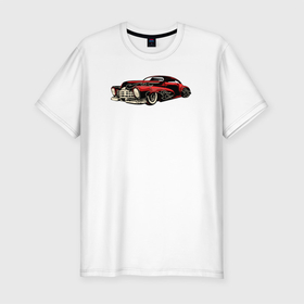 Мужская футболка хлопок Slim с принтом retro car | ретро автомобиль в Санкт-Петербурге, 92% хлопок, 8% лайкра | приталенный силуэт, круглый вырез ворота, длина до линии бедра, короткий рукав | машина | ретро | ретро автомобиль | старая машина | старое авто