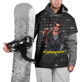 Накидка на куртку 3D с принтом Cyberpunk2077 Джонни с бокалом в Тюмени, 100% полиэстер |  | 2077 | cyberpunk | cyberpunk 2077 | jognny | night city | vi | ви | дж | джонни | кибер | киберпанк | найтсити | панк