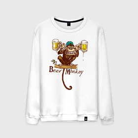 Мужской свитшот хлопок с принтом Пивная обезьяна в Санкт-Петербурге, 100% хлопок |  | beer | monkey | бокал | кружка | мартышка | обезьяна | обезьянка | обезьяны | примат | шимпанзе
