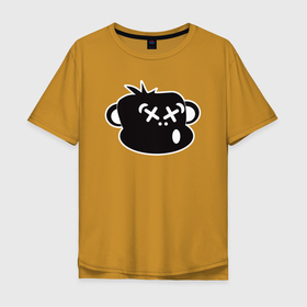 Мужская футболка хлопок Oversize с принтом Эмодзи обезьянка глаза кресты , 100% хлопок | свободный крой, круглый ворот, “спинка” длиннее передней части | monkey | гамадрил | мартышка | обезьяна | обезьянка | обезьяны | павиан | примат | шимпанзе