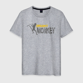 Мужская футболка хлопок с принтом Пьяная обезьяна в Кировске, 100% хлопок | прямой крой, круглый вырез горловины, длина до линии бедер, слегка спущенное плечо. | monkey | гамадрил | мартышка | обезьяна | обезьянка | обезьяны | примат | шимпанзе