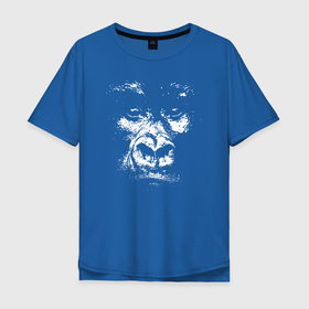 Мужская футболка хлопок Oversize с принтом Горилла белый лик в Петрозаводске, 100% хлопок | свободный крой, круглый ворот, “спинка” длиннее передней части | monkey | гамадрил | гарила | горилла | обезьяна | обезьянка | обезьяны | павиан | примат