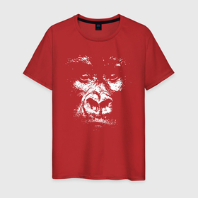 Мужская футболка хлопок с принтом Горилла белый лик в Санкт-Петербурге, 100% хлопок | прямой крой, круглый вырез горловины, длина до линии бедер, слегка спущенное плечо. | monkey | гамадрил | гарила | горилла | обезьяна | обезьянка | обезьяны | павиан | примат
