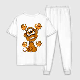 Мужская пижама хлопок с принтом Обезьяна на твоей спине , 100% хлопок | брюки и футболка прямого кроя, без карманов, на брюках мягкая резинка на поясе и по низу штанин
 | monkey | гамадрил | животное | мартышка | обезьяна | обезьянка | обезьяны | павиан | примат | шимпанзе