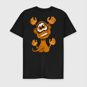 Мужская футболка хлопок Slim с принтом Обезьяна на твоей спине в Екатеринбурге, 92% хлопок, 8% лайкра | приталенный силуэт, круглый вырез ворота, длина до линии бедра, короткий рукав | Тематика изображения на принте: monkey | гамадрил | животное | мартышка | обезьяна | обезьянка | обезьяны | павиан | примат | шимпанзе