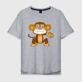 Мужская футболка хлопок Oversize с принтом Обезьяна тычет пальцем в Кировске, 100% хлопок | свободный крой, круглый ворот, “спинка” длиннее передней части | monkey | гамадрил | животное | мартышка | обезьяна | обезьянка | обезьяны | павиан | примат | шимпанзе