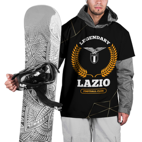 Накидка на куртку 3D с принтом Лого Lazio и надпись Legendary Football Club на темном фоне , 100% полиэстер |  | club | football | lazio | logo | клуб | лацио | лого | мяч | символ | спорт | футбол | футболист | футболисты | футбольный