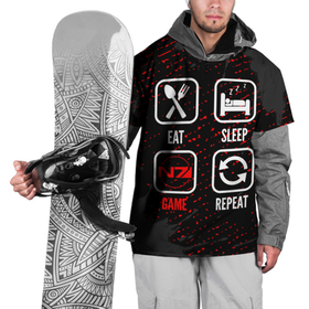 Накидка на куртку 3D с принтом Eat, Sleep, Mass Effect, Repeat в Кировске, 100% полиэстер |  | eat sleep repeat | effect | logo | paint | брызги | игра | игры | краска | лого | логотип | масс | символ | эффект