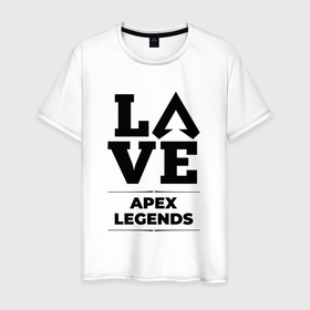 Мужская футболка хлопок с принтом Apex Legends Love Classic в Кировске, 100% хлопок | прямой крой, круглый вырез горловины, длина до линии бедер, слегка спущенное плечо. | apex | apex legends | legends | logo | love | апекс | игра | игры | легент | лого | логотип | символ
