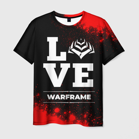 Мужская футболка 3D с принтом Warframe Love Классика в Курске, 100% полиэфир | прямой крой, круглый вырез горловины, длина до линии бедер | logo | love | paint | warframe | брызги | варфрейм | игра | игры | краска | лого | логотип | символ