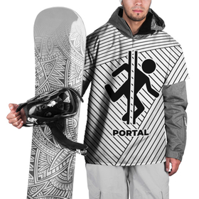 Накидка на куртку 3D с принтом Символ Portal на светлом фоне с полосами , 100% полиэстер |  | logo | portal | звезды | игра | игры | космос | лого | логотип | портал | символ