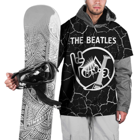 Накидка на куртку 3D с принтом The Beatles   КОТ   Трещины , 100% полиэстер |  | band | beatles | metal | rock | the | the beatles | битлз | группа | кот | мрамор | рок | трещины