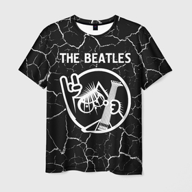Мужская футболка 3D с принтом The Beatles   КОТ   Трещины в Кировске, 100% полиэфир | прямой крой, круглый вырез горловины, длина до линии бедер | Тематика изображения на принте: band | beatles | metal | rock | the | the beatles | битлз | группа | кот | мрамор | рок | трещины