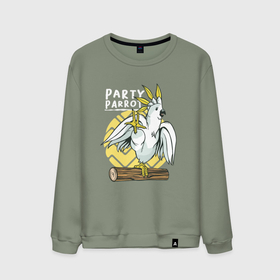 Мужской свитшот хлопок с принтом Попугай тусовщик | Party Parrot в Петрозаводске, 100% хлопок |  | cockatoo | dance | dancing | ветка | вечеринка | жердочка | жердь | на ветке | пати | попугай танцор | попугайчик | туса | тусовка