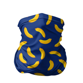 Бандана-труба 3D с принтом Banana style Банана стайл, веселый банановый паттерн на синем фоне в Екатеринбурге, 100% полиэстер, ткань с особыми свойствами — Activecool | плотность 150‒180 г/м2; хорошо тянется, но сохраняет форму | Тематика изображения на принте: банан | бананы | веганы | вегетаринцы | желтый | плоский стиль | синий | текстура | тропики | фруктовый | фрукты | хаотичный