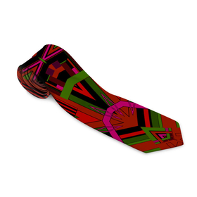 Галстук 3D с принтом Геометрический этнический арабский узор в красно черный тонах в Курске, 100% полиэстер | Длина 148 см; Плотность 150-180 г/м2 | african | tribal pattern | геометрический узор | красный | орнамент | фольклор